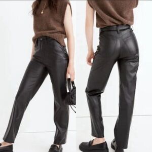 Madewell Women’s 26 Perfect Vintage Straight Vegan Leather Jeans Black High Rise